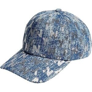 NWT Red By Kiss Satin-Lined Blue Sequin Cap Hat One Size Fits All